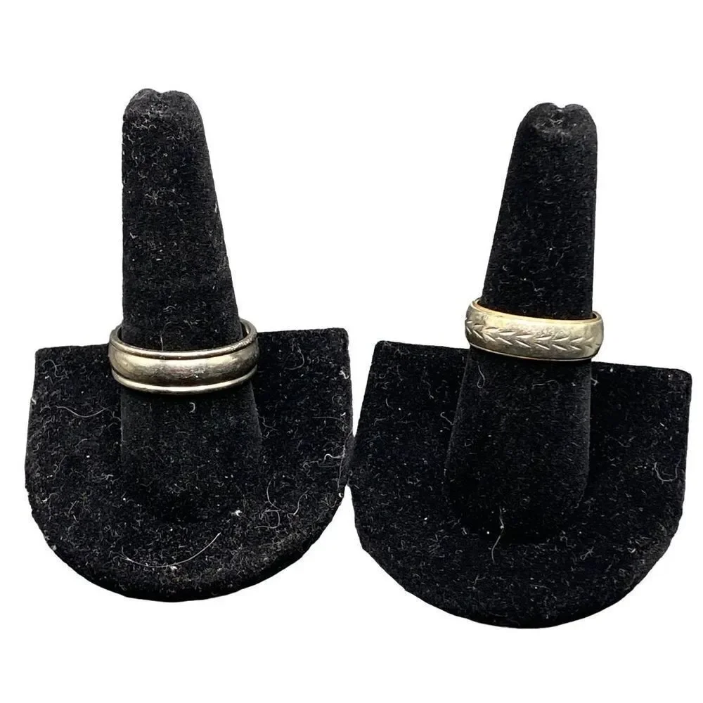 Set of two mens rings one sterling silver 925with wheat pattern one titanium mar